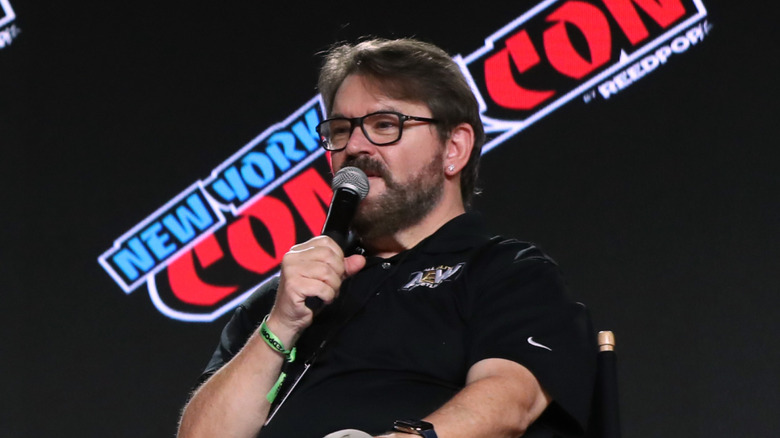 Tony Schiavone talks at at a comic-con
