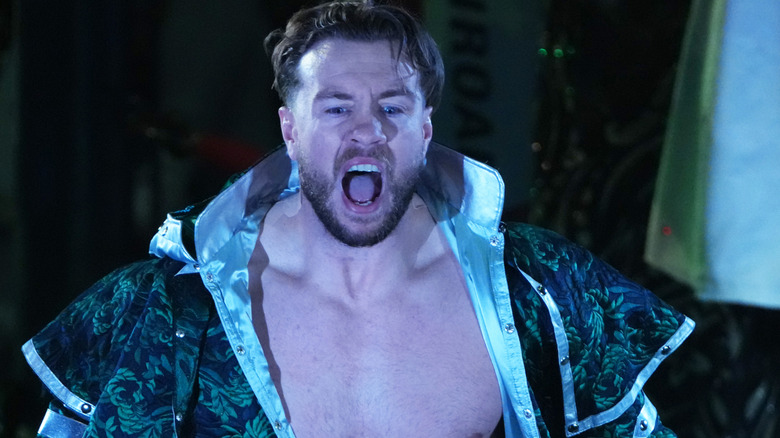 Will Ospreay entering the ring during his return to pro wrestling at the New Japan Pro-Wrestling - Sakura Genesis event, April 2026.