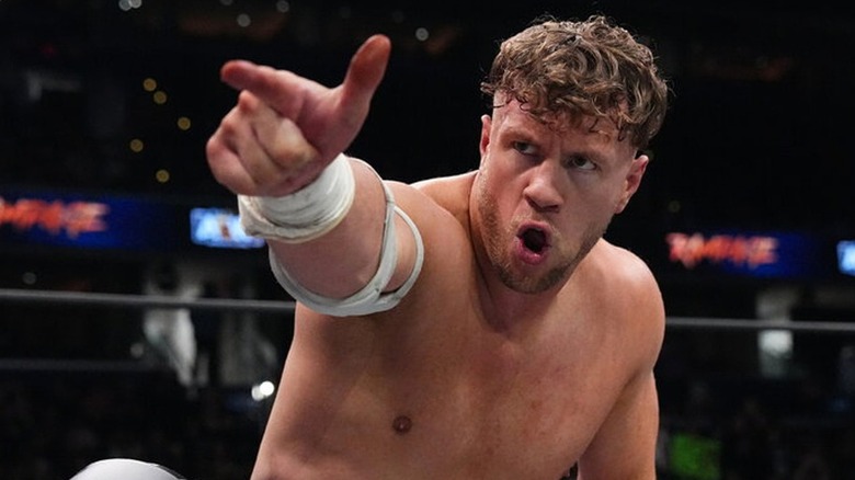 Will Ospreay pointing towards his opponent during a match on "AEW Rampage."