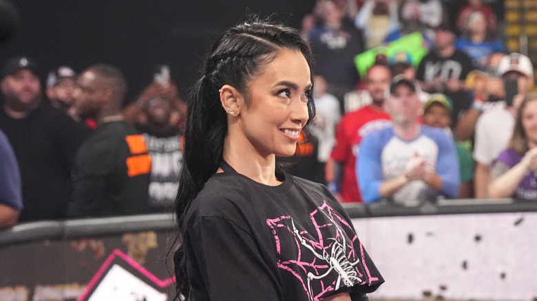 AJ Lee makes her way to the ring during Monday Night RAW