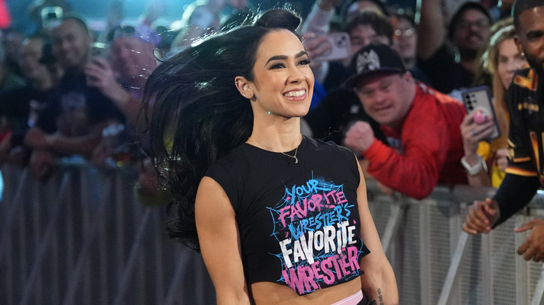 AJ Lee walking to the ring on WWE Raw in 2025