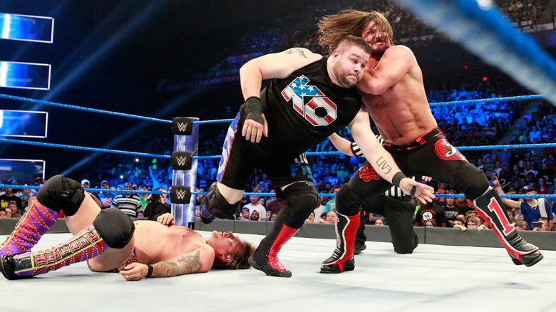 AJ Styles, Kevin Owens, and Chris Jericho do battle