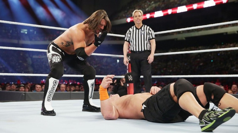 AJ Styles and John Cena at WWE Royal Rumble 2017