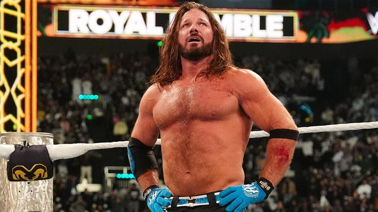 AJ Styles looking on after losing at the 2026 Royal Rumble and formally retiring.