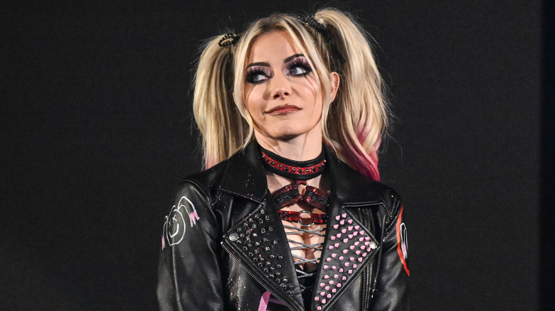 Alexa Bliss makes her entrance during SmackDown at Nutter Center on May 9, 2025 in Fairborn, Ohio.