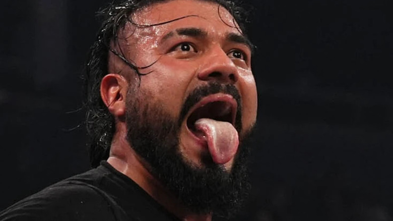 Andrade El Idolo sticking tongue out