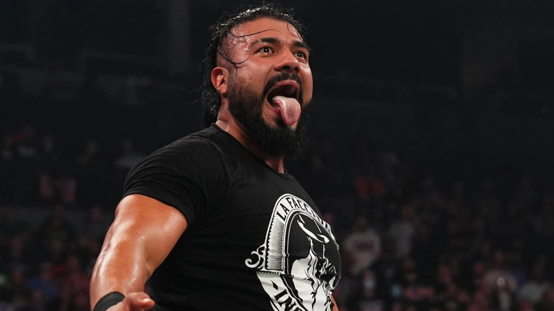 Andrade sticks out tongue