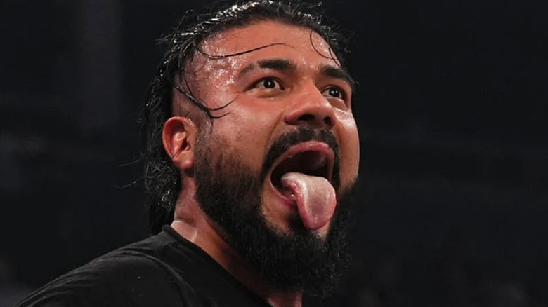 Andrade sticks tongue out
