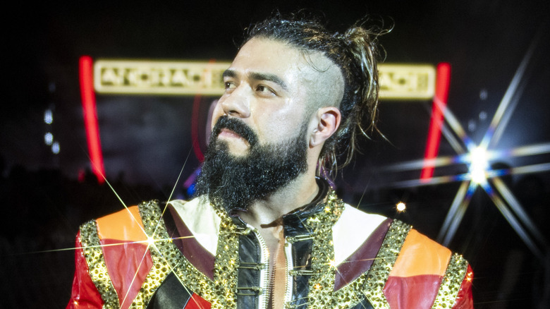 Andrade Enters the arena during the WWE international tour at the O2 Arena on November 4, 2024
