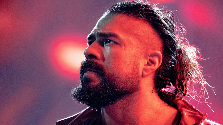 Andrade makes his entrance during Monday Night RAW at the Frost Bank Center on March 4, 2024 in San Antonio, Texas