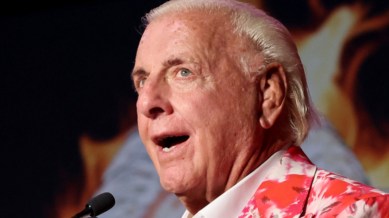 Ric Flair talking at an event 