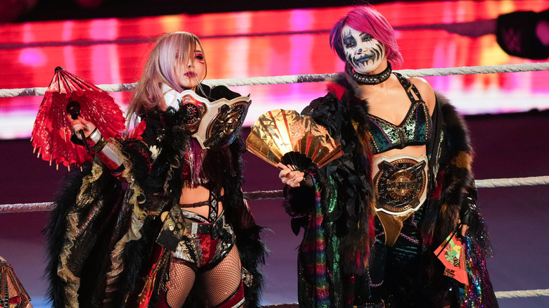 Kairi Sane and Asuka enter the ring during WWE Monday Night RAW