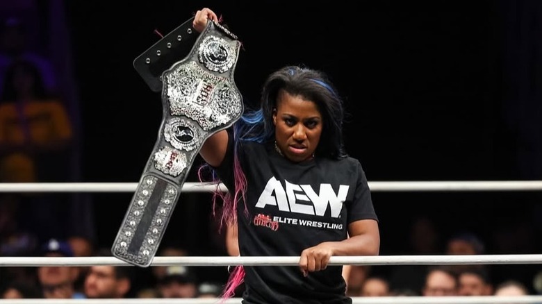 "The Fallen Goddess" Athena holds her history reigning ROH Women's World Championship tall before a scheduled title defense