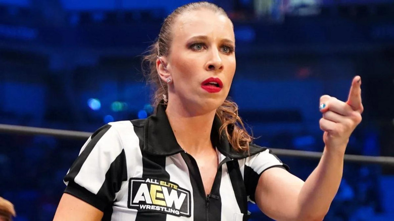 AEW referee Aubrey Edwards in the ring