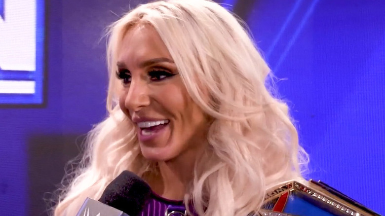 Charlotte Flair being interviewed