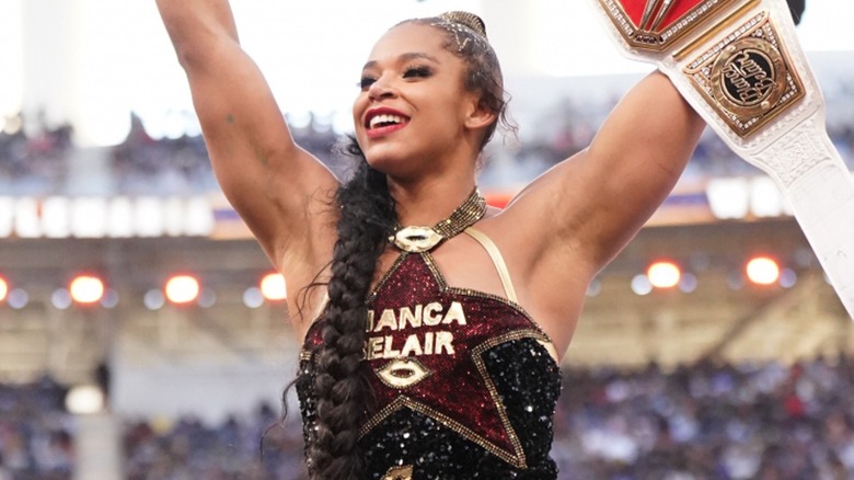 Bianca Belair celebrates at WrestleMania