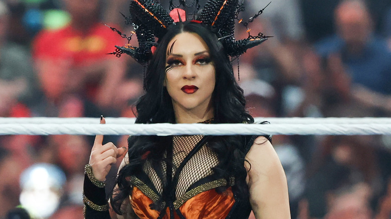 Stephanie Vaquer is introduced before her match against Liv Morgan for the Women's World Championship during WrestleMania 42