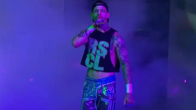 Trey Miguel poses on the stage before heading down to the ring for a match during an episode of "TNA Impact."