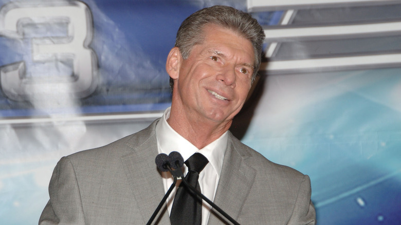 Vince McMahon at the podium 