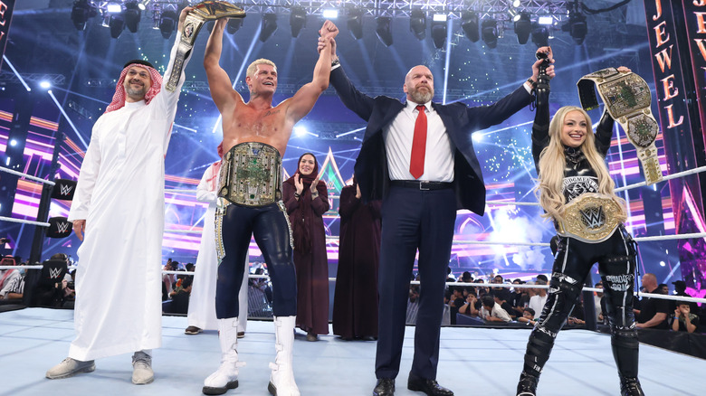 Cody Rhodes, Triple H, and Liv Morgan