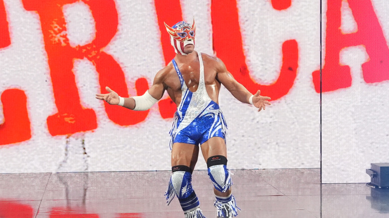 El Grande Americano makes his way to the ring during Monday Night RAW at BOK Center on June 2, 2025 in Tulsa, Oklahoma.