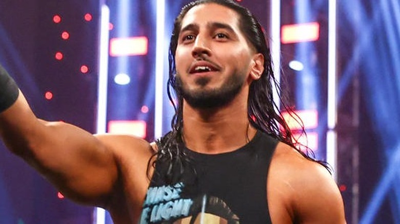 Mustafa Ali in the ring waiting to wrestle