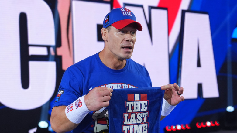 John Cena enters the arena during SummerSlam at MetLife Stadium on August 3, 2025 in East Rutherford, New Jersey.