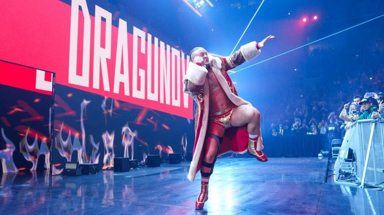 Ilja Dragunov makes his entrance before a match on an episode of 