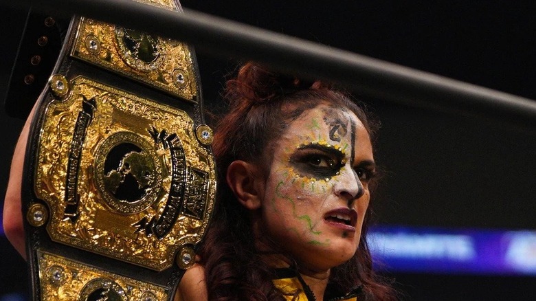Thunder Rosa with the AEW Women's Title