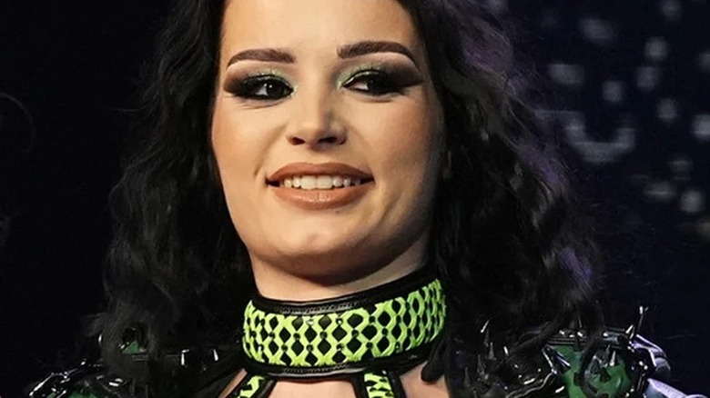 Saraya During her entrance at AEW Revolution