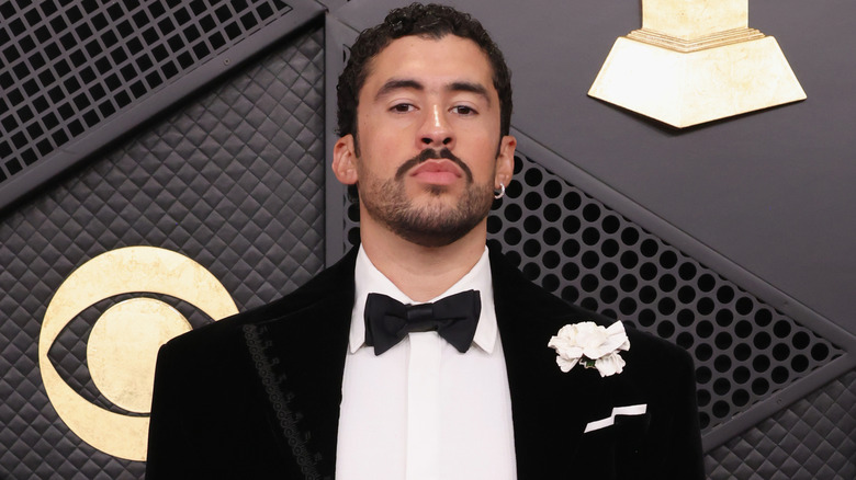 Bad Bunny wearing a black bowtie