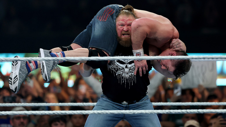 Brock Lesnar and John Cena in the ring