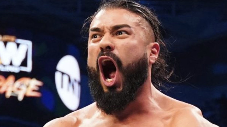 Andrade screaming in the ring