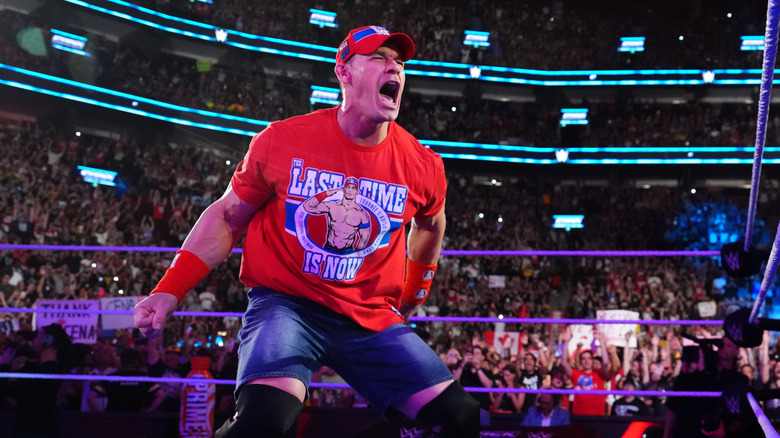 John Cena takes in the atmosphere of the crowd as part of his Farewell Tour in 2025