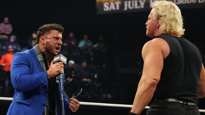 MJF and Jeff Jarrett staring at each other
