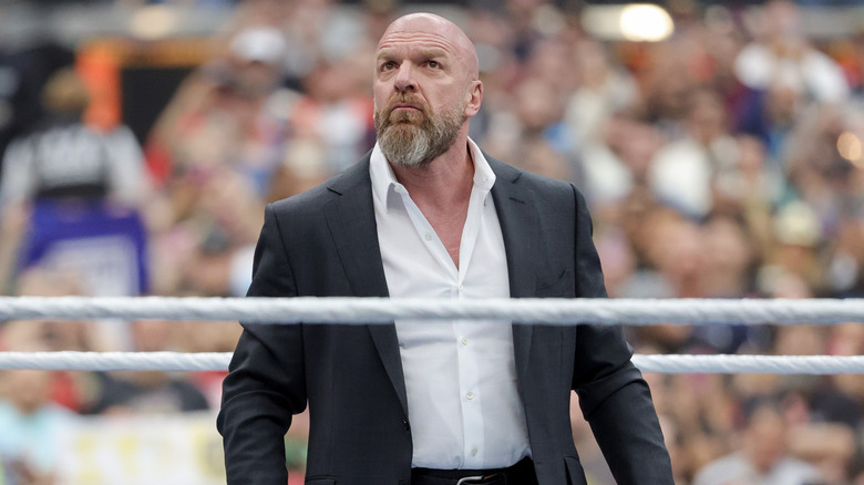 WWE Chief Content Officer Paul Levesque speaks during WrestleMania 41 at Allegiant Stadium on April 19, 2025 in Las Vegas, Nevada.