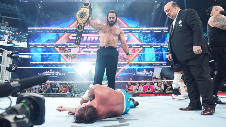 Seth Rollins celebrating