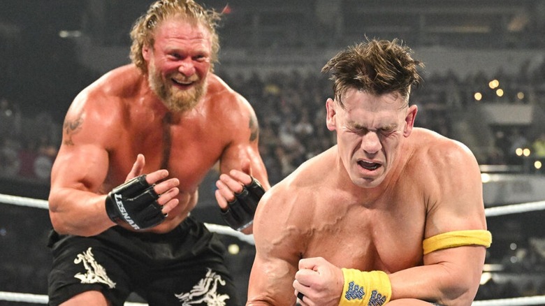 Brock Lesnar and John Cena at WWE Wrestlepalooza 2025