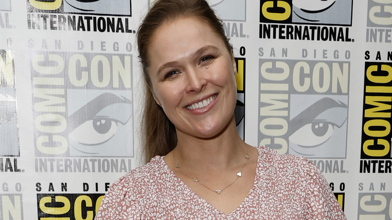 Ronda Rousey is wearing a pink dress