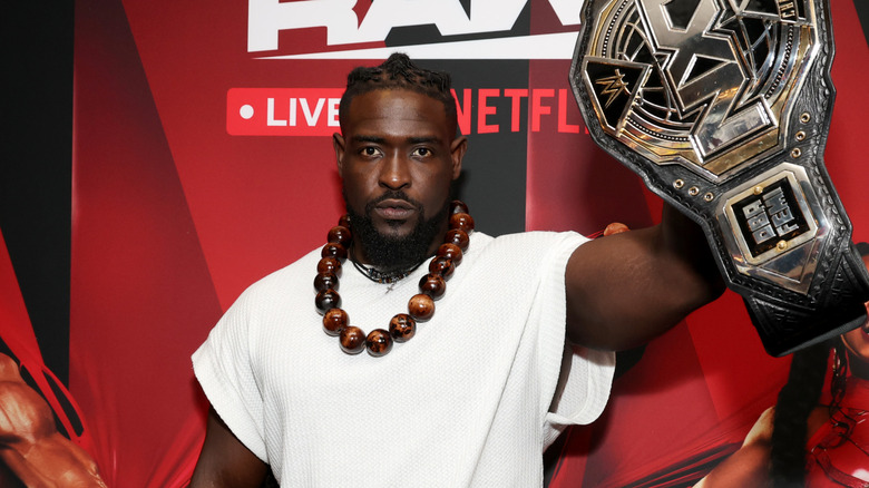 Oba Femi attends the WWE RAW LIVE ON NETFLIX at Madison Square Garden on March 10, 2025 in New York City.
