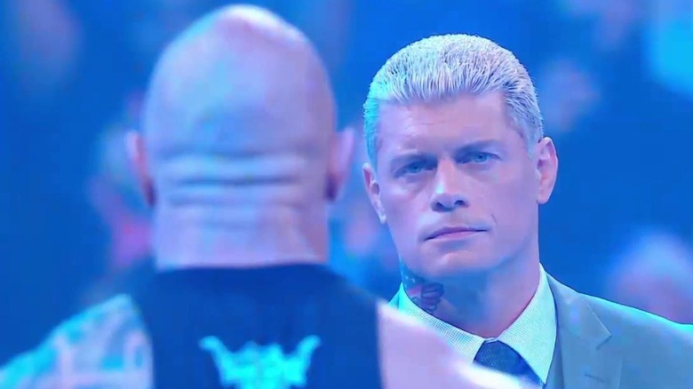 Cody Rhodes, looking absolutely thrilled to be stepping aside for The Rock