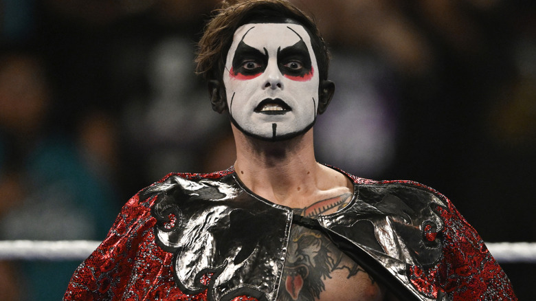 Danhausen wearing black and white face paint