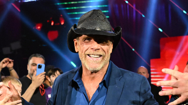 Shawn Michaels high fiving some fans