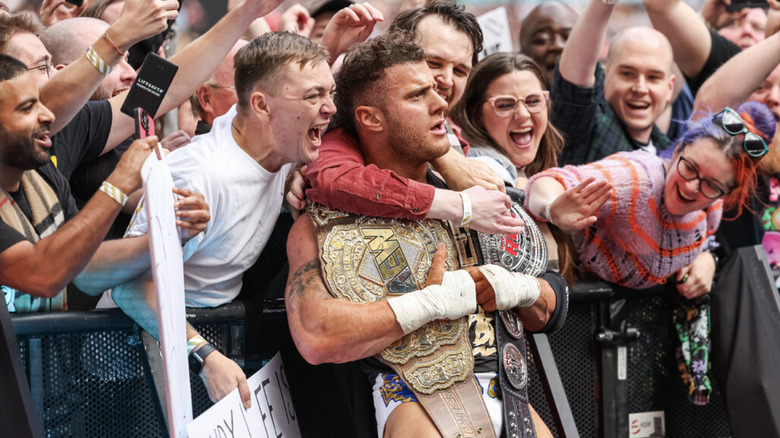 MJF celebrating with fans