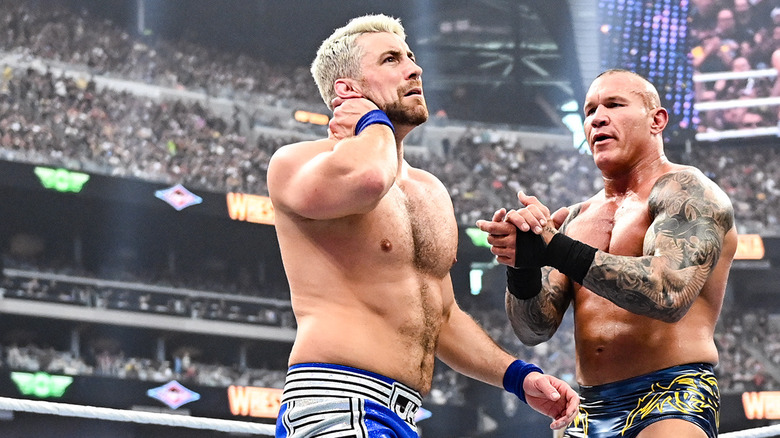 Joe Hendry in the ring with Randy Orton at WWE WrestleMania 41