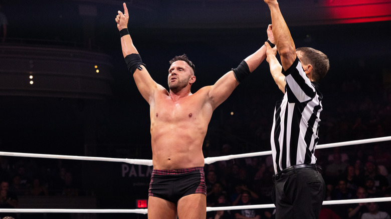 A referee raises the hand of Nigel McGuinness after his victory in the AEW Continental Challenge Cup on the August 15, 2026 edition of 