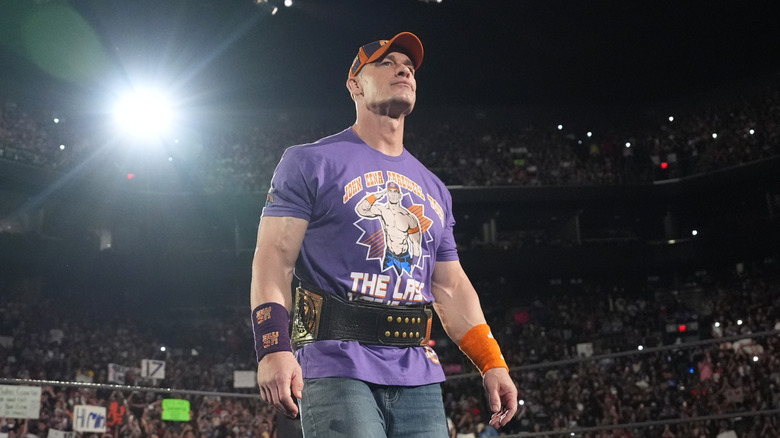 John Cena enters the ring during Monday Night RAW at PHX Arena on June 9, 2025 in Phoenix, Arizona.