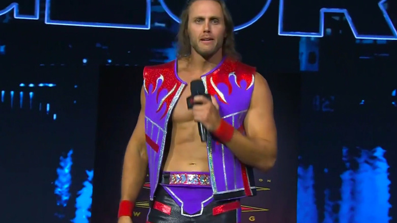 Ben Bishop with a microphone at Bound for Glory