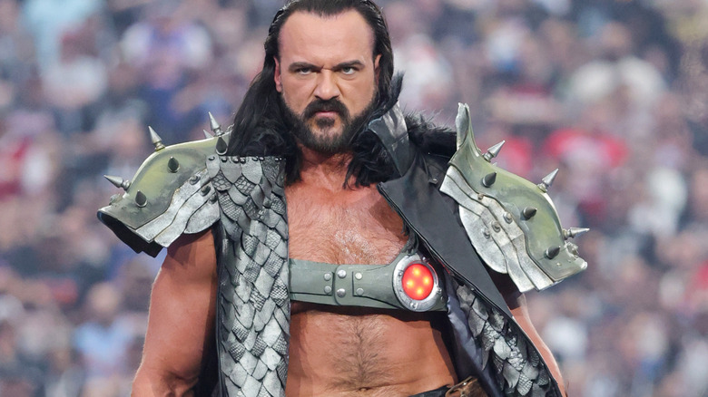 Drew McIntyre in his entrance gear ahead of his WrestleManai 41 match.