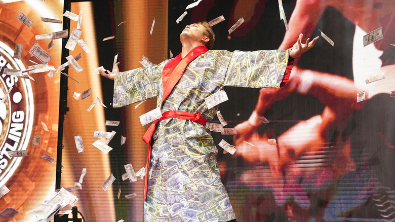 Kazuchika Okada is showered by falling money